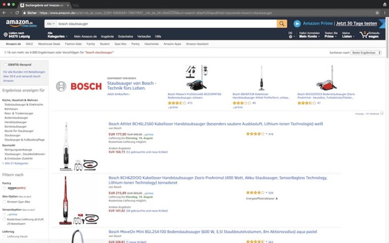 Bosch Staubsauger bei Amazon kaufen
